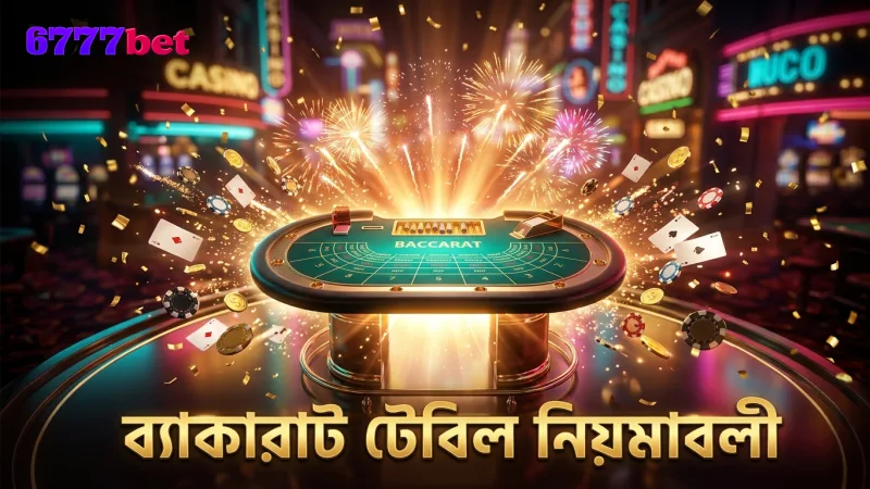 কার্ডের মূল্যায়ন ও ব্যাকারাট টেবিলের বিন্যাস ব্যাখ্যা